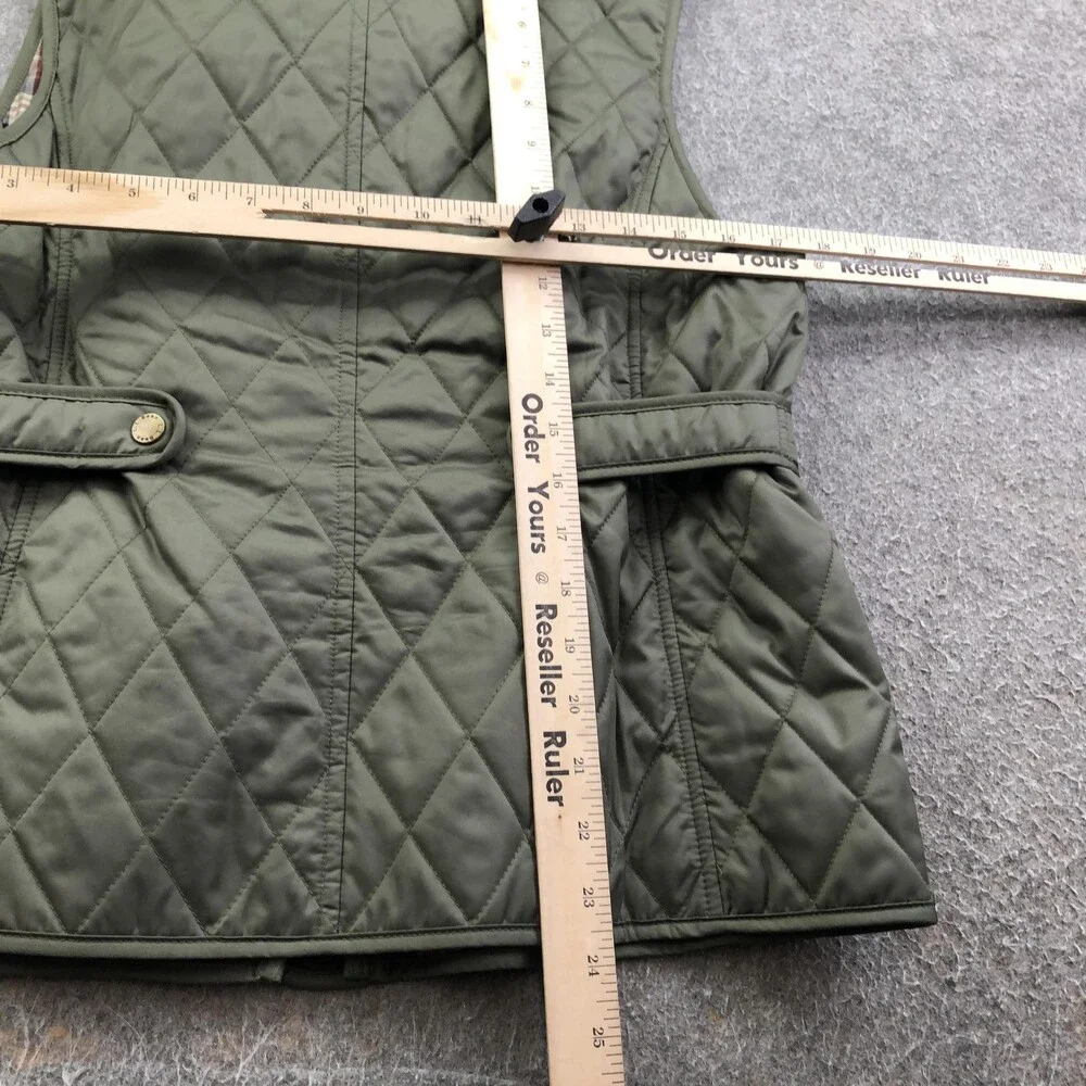L.L. Bean Vest Womens Small Petite Green Quilted Snap Front Collared Lined Warm - Picture 9 of 9